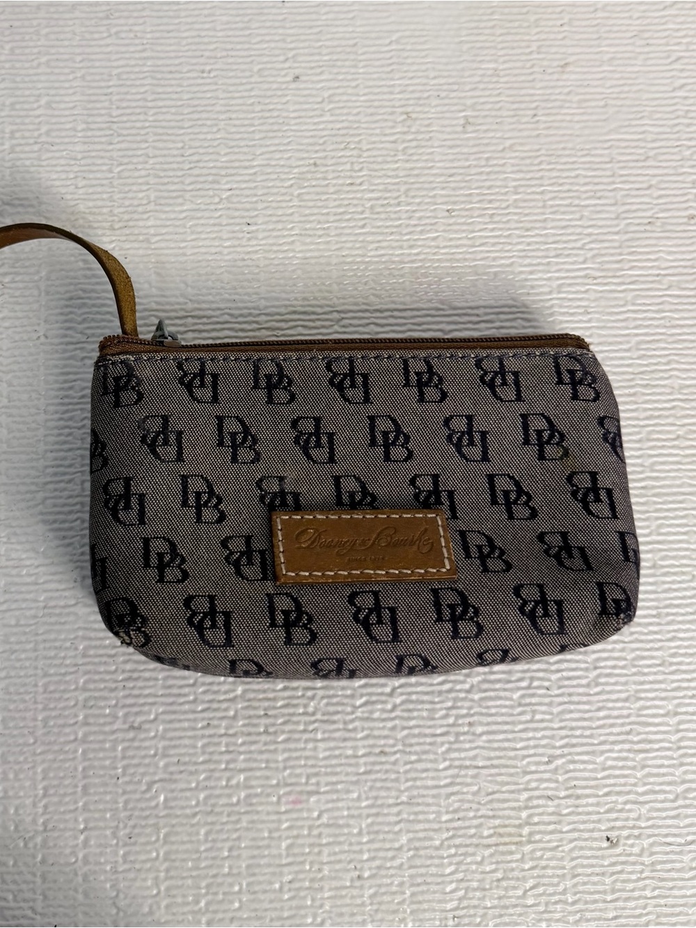 Dooney & Bourke Taupe and Brown Logo Wristlet g2